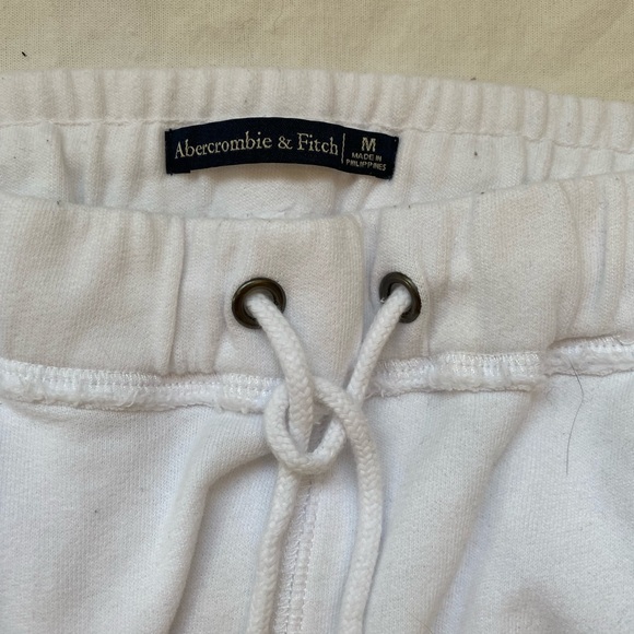 Abercrombie & Fitch white joggers with multi coloured stripes. Size Medium W - Picture 2 of 6
